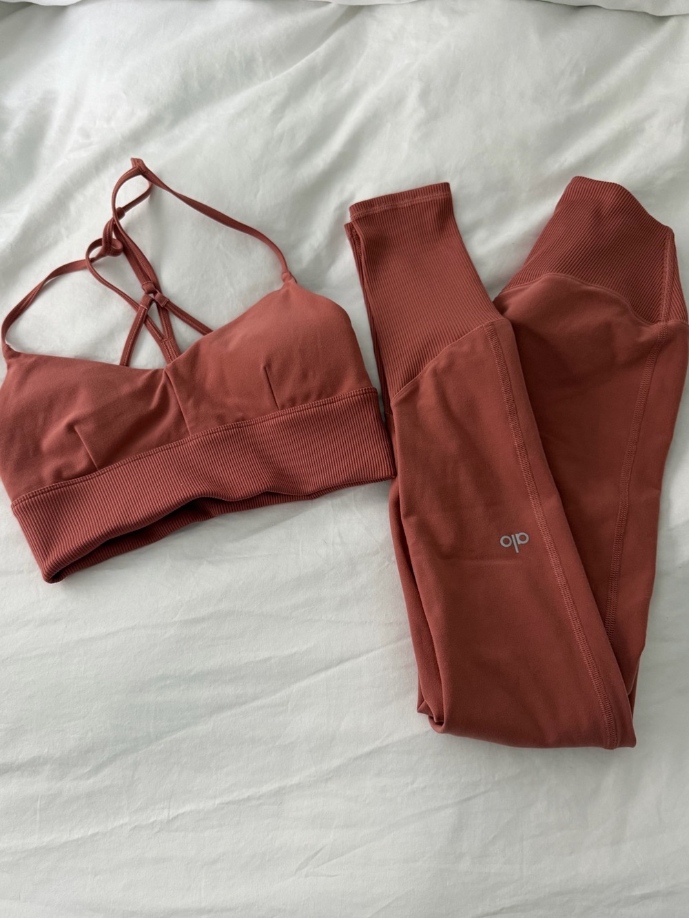 ALO Yoga Rust Bralette and Leggings Set